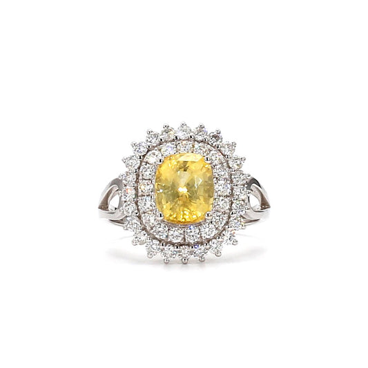 18K Diamond and Rectangular Yellow Sapphire Ring – A Bold Statement of Luxury