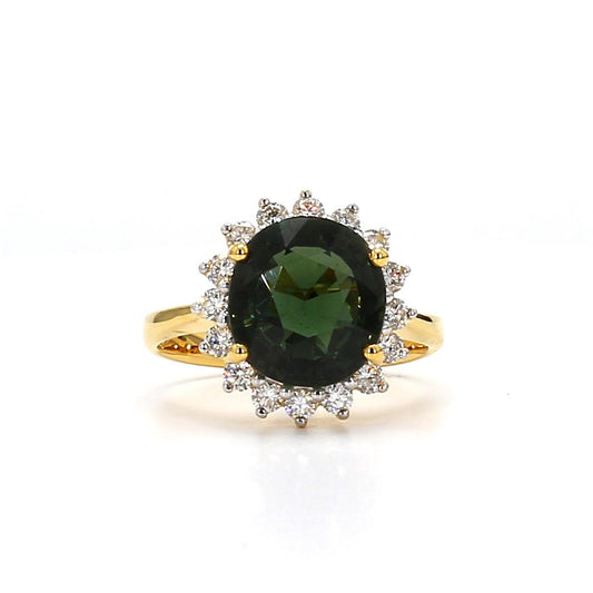 18K Gold Round Tourmaline Ring – Vibrant Color Meets Classic Elegance