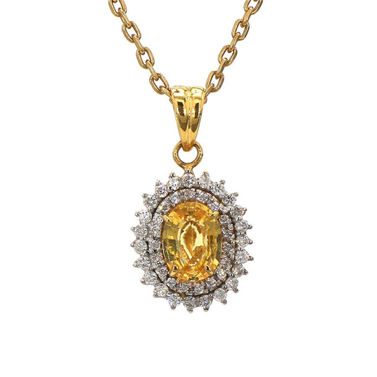 18K Yellow Gold Oval Yellow Sapphire Pendant