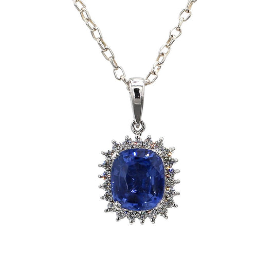 Diamond And Blue Sapphire Pendant