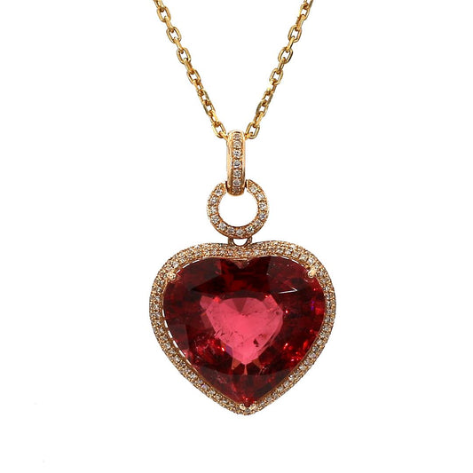 18K Rose Gold Ruby Light  Heart-Shaped Pendant