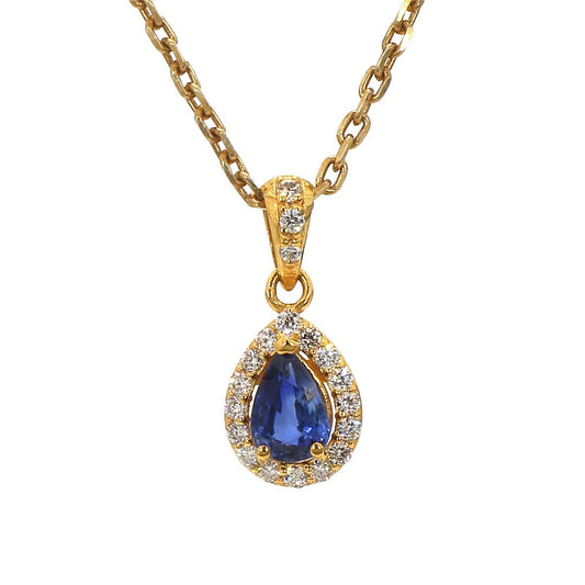 18K Blue Sapphire Yellow Gold Pendant