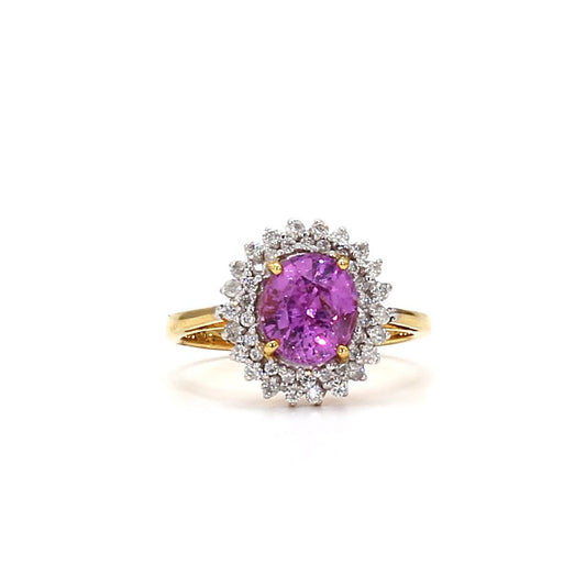 18K Gold Pink Sapphire Ring – Elegant Romance in Blush and Gold
