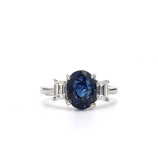 RING27-Oval Sapphire and Diamond Engagement Ring