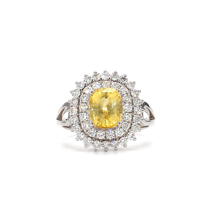 18K Diamond and Rectangular Yellow Sapphire Ring – A Bold Statement of Luxury